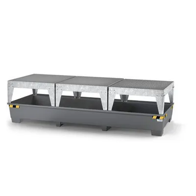 Produktbild von DENIOS pro-line - Auffangwanne pro-line aus Stahl für 3 IBC, lackiert, 3 Abfüll