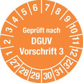 Produktbild von NOBRAND - Prüfplakette "Geprüft nach DGUV", 27 - 32, orange, Folie, SK, 20 mm, 