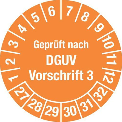 Produktbild von NOBRAND - Prüfplakette "Geprüft nach DGUV", 27 - 32, orange, Folie, SK, 20 mm, 