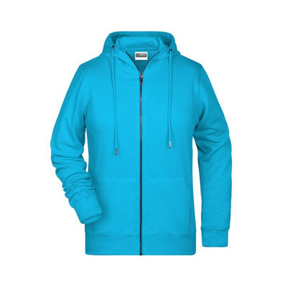 Produktbild von James & Nicholson - Damen Hoody Sweatjacke 8025, türkis, Größe 3XL