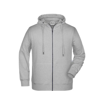 Produktbild von James & Nicholson - Herren Hoody Sweatjacke 8026, grau heather, Größe XXL