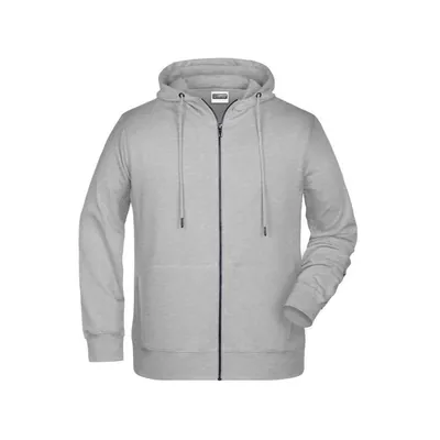 Produktbild von James & Nicholson - Herren Hoody Sweatjacke 8026, grau heather, Größe M