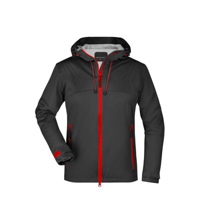 Produktbild von James & Nicholson - Damen Ultraleicht Softshelljacke JN1097, schwarz/rot, Größe