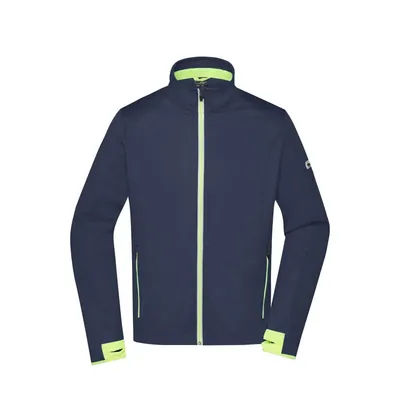 Produktbild von James & Nicholson - Herren Softshell Sportjacke JN1126, navy-blau/gelb, Größe M