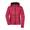 Produktbild von James & Nicholson - Damen Kapuzen Daunenjacke JN1151, rot/schwarz, Größe S