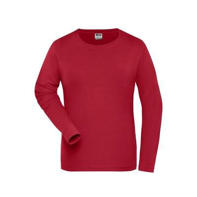 Produktbild von James & Nicholson - Damen Bio Workwear Langarm-Stretch-Shirt JN1803, rot, Größe