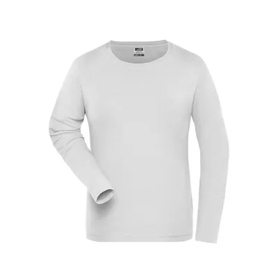 Produktbild von James & Nicholson - Damen Bio Workwear Langarm-Stretch-Shirt JN1803, weiß, Größ