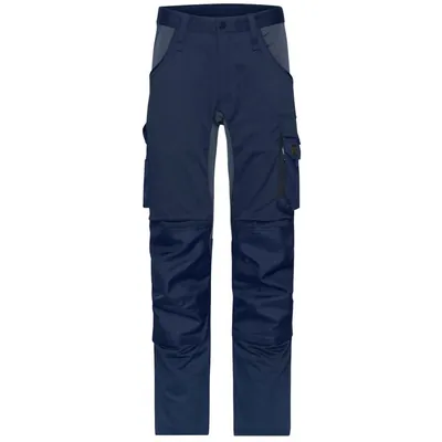 Produktbild von James & Nicholson - Workwear Stretch-Arbeitshose Slim Line JN1812, navy-blau/ca