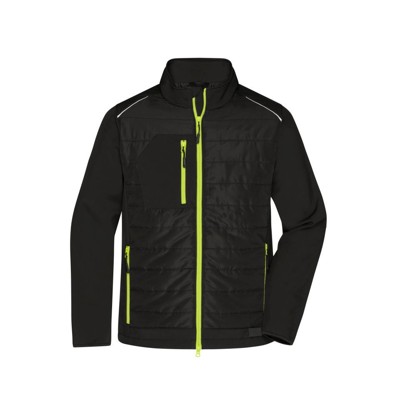 Produktbild von James & Nicholson - Herren Softshell Hybridjacke JN1820, schwarz/neon-gelb, Grö