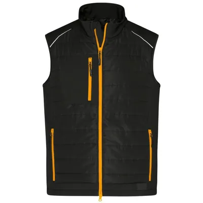 Produktbild von James & Nicholson - Herren Softshell Hybridweste JN1822, schwarz/neon-orange, G