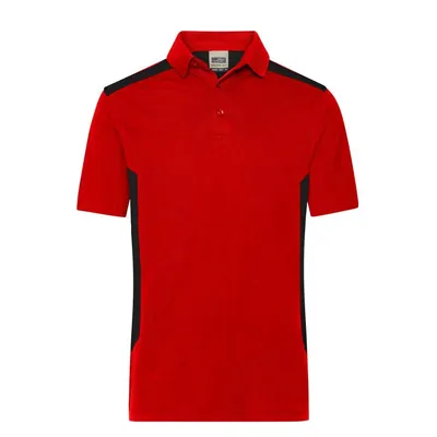 Produktbild von James & Nicholson - Herren BIO Workwear Poloshirt Kontrast JN1826, rot/schwarz,