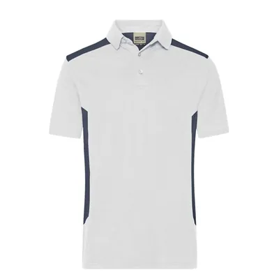 Produktbild von James & Nicholson - Herren BIO Workwear Poloshirt Kontrast JN1826, weiß/carbon,