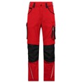 Produktbild von James & Nicholson - Workwear Arbeitshose Slim Line JN1832, rot/schwarz, Größe 9