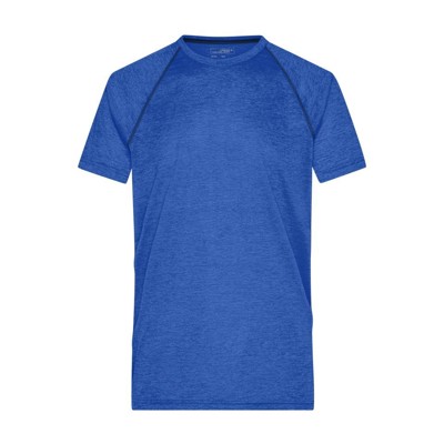 Produktbild von James & Nicholson - Herren Fitness Shirt JN496, blau-melange/navy-blau, Größe M