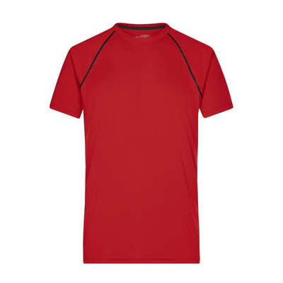 Produktbild von James & Nicholson - Herren Fitness Shirt JN496, rot/schwarz, Größe XL