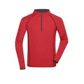 Produktbild von James & Nicholson - Herren Langarm Sportshirt JN498, rot-melange/titan-grau, Gr