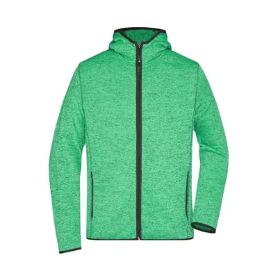 Produktbild von James & Nicholson - Herren Strick Kapuzenjacke JN589, grün-melange/schwarz, Grö
