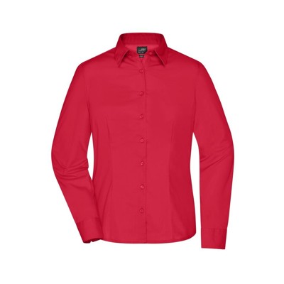 Produktbild von James & Nicholson - Damen Langarm Business Bluse JN641, rot, Größe XL