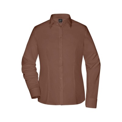 Produktbild von James & Nicholson - Damenbluse Langarm Slim Fit JN645, braun, Größe XS