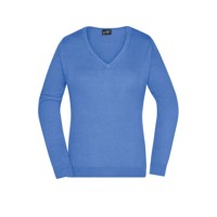 Produktbild von James & Nicholson - Damen V-Pullover JN658, Gletscher-blau, Größe XL