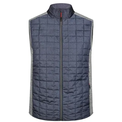Produktbild von James & Nicholson - Herren Melange Strickfleece Hybridweste JN740, hell/anthraz