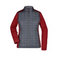 Produktbild von James & Nicholson - Damen Melange Strickfleece Hybridjacke JN741, rot/anthrazit