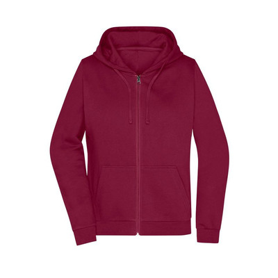 Produktbild von James & Nicholson - Damen Basic Kapuzen-Sweatjacke JN755, wein-rot, Größe 3XL