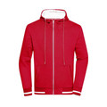 Produktbild von James & Nicholson - Herren Club Kapuzenjacke JN776, rot/weiß, Größe 3XL
