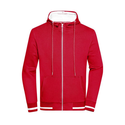Produktbild von James & Nicholson - Herren Club Kapuzenjacke JN776, rot/weiß, Größe 3XL