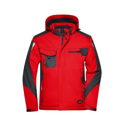 Produktbild von James & Nicholson - Workwear Winter Softshell Jacke JN824, rot/schwarz, Größe X