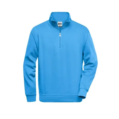 Produktbild von James & Nicholson - Workwear Zip Sweatshirt JN831, aqua-blau, Größe L