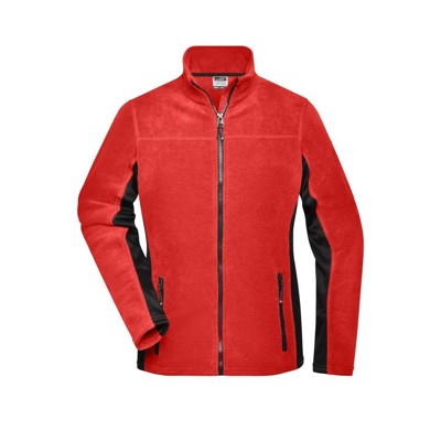 Produktbild von James & Nicholson - Damen Arbeits Fleecejacke JN841, rot/schwarz, Größe L