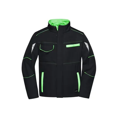 Produktbild von James & Nicholson - Softshell Workwear Jacke JN851, schwarz/lime-grün, Größe S