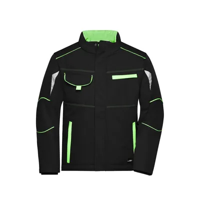 Produktbild von James & Nicholson - Winter Workwear Softshell Jacke JN853, schwarz/lime-grün, G
