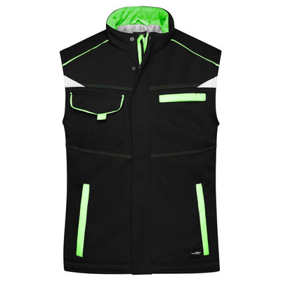 Produktbild von James & Nicholson - Winter Workwear Softshell Weste JN854, schwarz/lime-grün, G