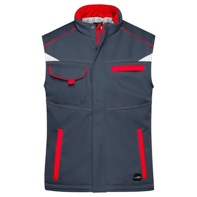Produktbild von James & Nicholson - Winter Workwear Softshell Weste JN854, carbon/rot, Größe 5X