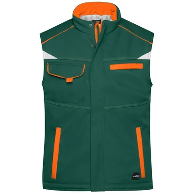 Produktbild von James & Nicholson - Winter Workwear Softshell Weste JN854, dunkelgrün/orange, G