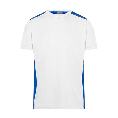 Produktbild von James & Nicholson - Herren Workwear T-Shirt Kontrast JN860, weiß/königs-blau, G