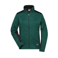 Produktbild von James & Nicholson - Damen Strickfleece Workwear Jacke JN861, dunkelgrün-melange