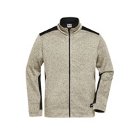 Produktbild von James & Nicholson - Herren Strickfleece Workwear Jacke JN862, stein-grau-melang