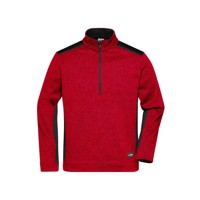 Produktbild von James & Nicholson - Stickfleece Troyer JN864, rot-melange/schwarz, Größe M