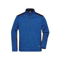 Produktbild von James & Nicholson - Stickfleece Troyer JN864, königs-blau-melange/navy-blau, Gr