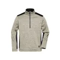 Produktbild von James & Nicholson - Stickfleece Troyer JN864, stein-grau-melange/schwarz, Größe