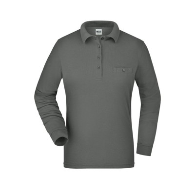 Produktbild von James & Nicholson - Damen Langarm Workwear Poloshirt JN865, dunkelgrau, Größe M