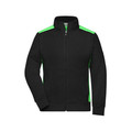 Produktbild von James & Nicholson - Damen Workwear Sweatjacke JN869, schwarz/lime-grün, Größe X