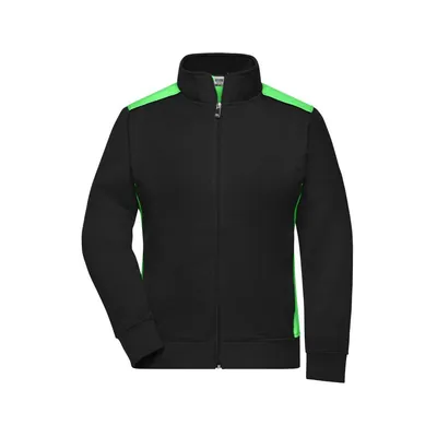 Produktbild von James & Nicholson - Damen Workwear Sweatjacke JN869, schwarz/lime-grün, Größe 4