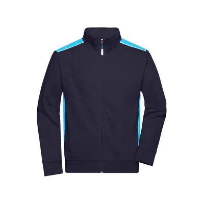 Produktbild von James & Nicholson - Herren Workwear Sweatjacke JN870, navy-blau/türkis, Größe 4