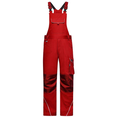 Produktbild von James & Nicholson - Workwear Latzhose Materialmix JN879, rot, Größe 26