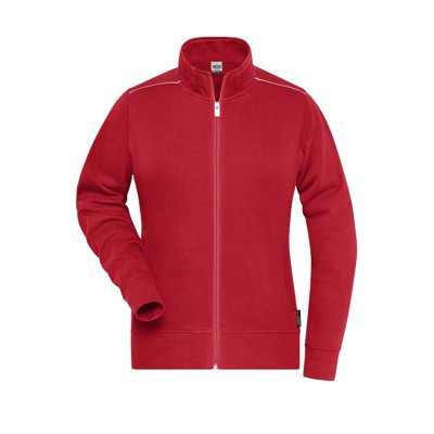 Produktbild von James & Nicholson - Damen Workwear Sweatjacke Materialmix JN893, rot, Größe XXL