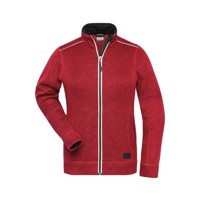 Produktbild von James & Nicholson - Damen Workwear Melange-Fleecejacke JN897, rot-melange/schwa